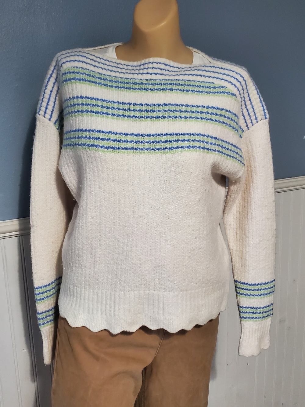 Talbots Bateau Neck Pullover (Style #P244121947) Wool Cotton Blend  Sz MedP